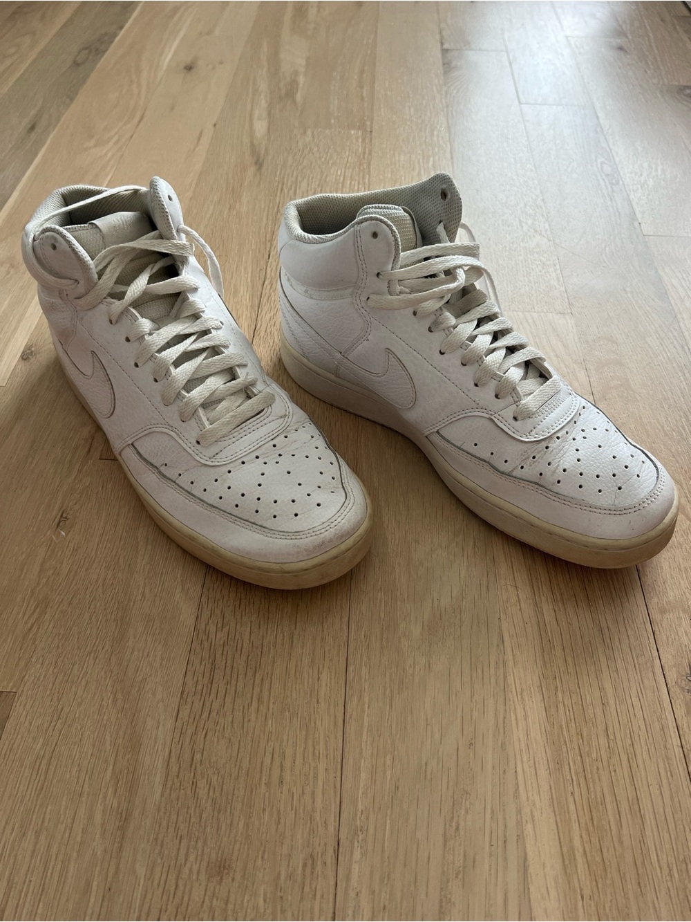 Nike Men’s White High-Top Sneakers with Off-White Soles